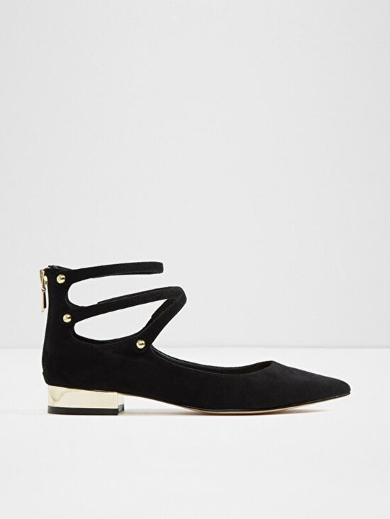 Aldo Shoes - Aldo Black Suede Marieta Flats Gold Heel Zip Ballet New Shoes Size 9